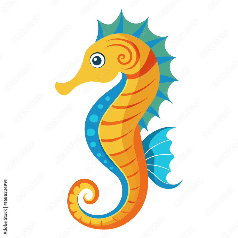 Fototapeta premium Flat a cute seahorse vector illustration design