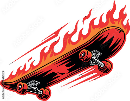 Fiery Skateboarding A Graphic Illustration of Speed and Motion in Action
