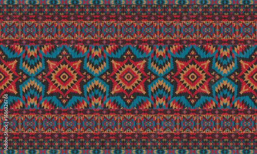 Tribal american ethnic native pattern.Traditional Navajo,Aztec,Apache,Southwest and Mexican style fabric pattern.Abstract vector motifs pattern.For fabric,clothing,blanket,carpet,woven,wrap,decoration