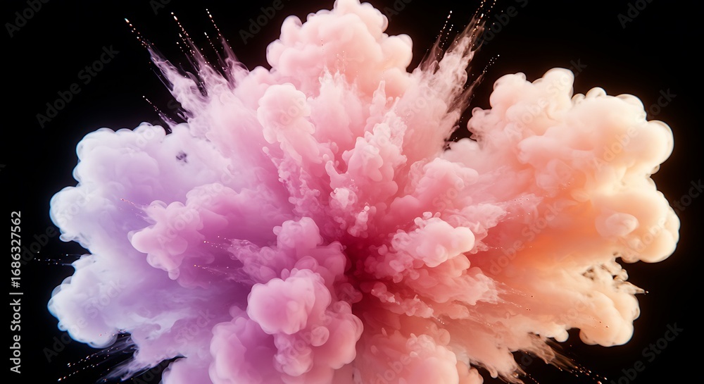 Obraz premium Explosion of Pastel Powder Cloud on Black Background