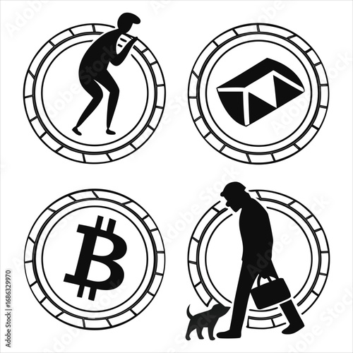 Cybersecurity and Cryptocurrency Concept Icons