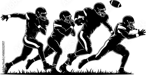American Football Players Silhouette Illustration Grpahcis bundle