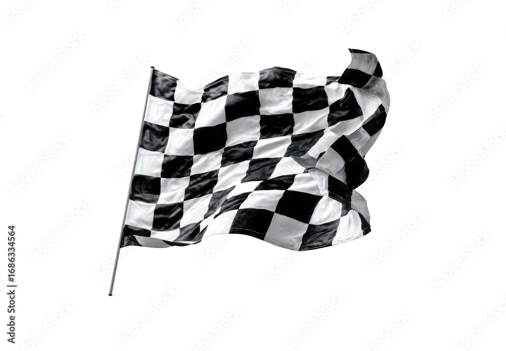 Fototapeta premium Checkered racing flag billowing in the wind (4)