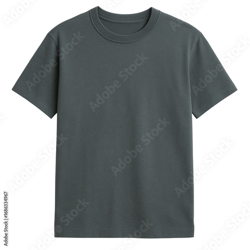 Plain dark grey short sleeve t shirt isolated on transparent background