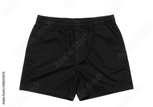 Black shorts product photography elastic waistband pockets apparel clothing fashion