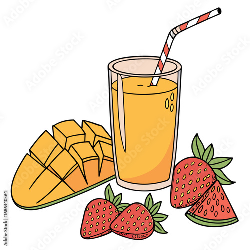 glass of strawberry & mango juice