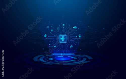 Digital healthcare and telemedicine concept with icons. Online doctor appointments medical consultation and healthcare services offered online professionals, technology medicine, easy accessibility.