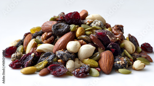Trail mix with nuts, seeds, and dried fruits