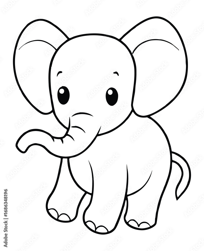 Naklejka premium Cute baby elephant cartoon vector illustration adorable wild animal drawing