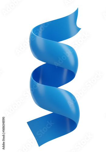 3D Render Of A Twisted Blue Ribbon Isolated On Transparent Background
