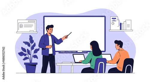 Engaging classroom presentation teacher leading a dynamic learning session inspiring student participation and knowledge acquisition