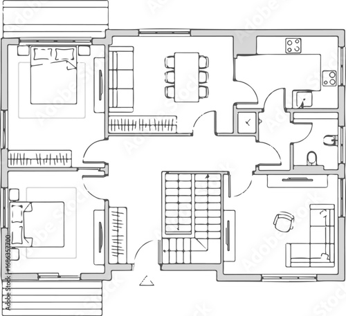 House floor plan with furniture layout
