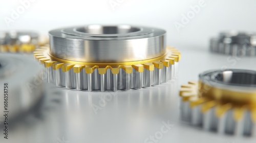 Intricate metallic gears meshing together, symbolizing the concept of business automation.