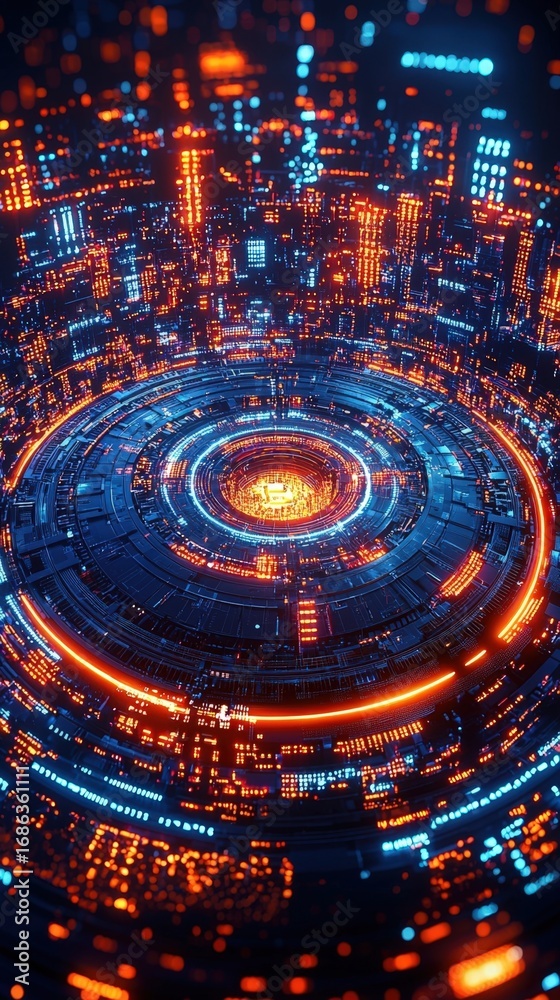 Fototapeta premium Digital Ledger Technology with Secure Cryptography Visualized in a Futuristic Data Environment