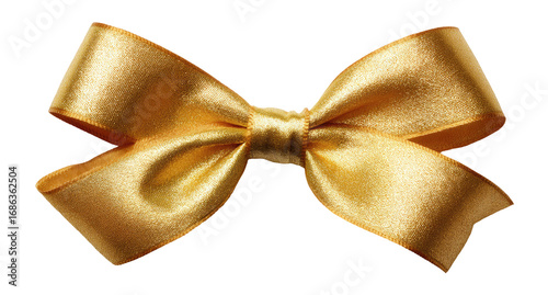 Golden satin ribbon bow, close-up (1)