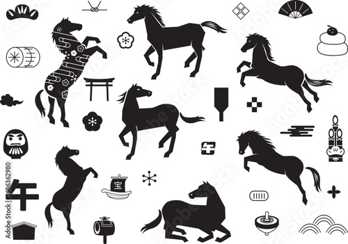 2026年度の午年の年賀状素材
