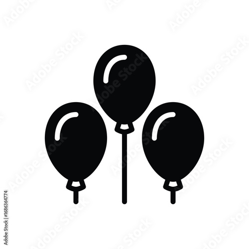 Black solid icon for balloons
