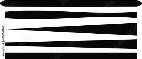 Straight line horizontal stripes series in black from thin to thick.