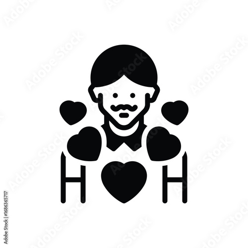 Black solid icon for i love dad