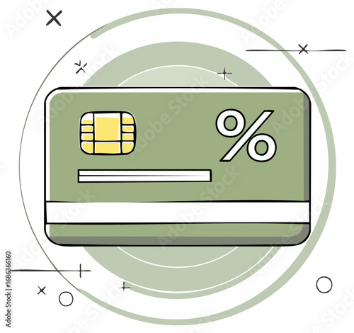 Sketch Style Credit Card Icon for Cashback and Promotions