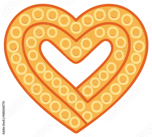 Heart shaped orange design with geometric circles, love concept