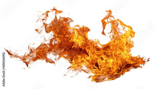 Abstract fiery shape, orange and yellow flames against black