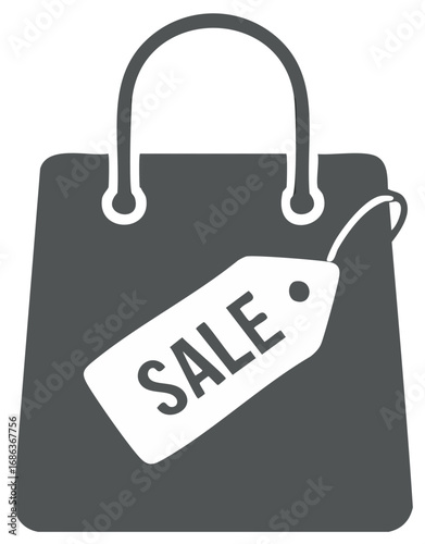 Shopping Bag with Sale Tag Illustration for Retail Marketing and Discount Promotions