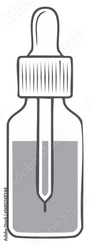 Illustration of an eye dropper bottle with medication for healthcare, medicine and laboratory needs