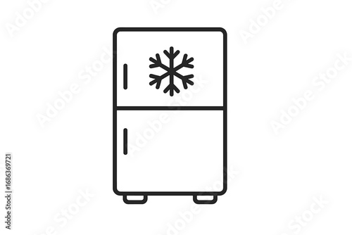 Refrigerator freezer line icon. Fridge, cold storage symbol. Kitchen appliance for food preservation. Minimalist outline vector illustration for web, app, and graphic design.