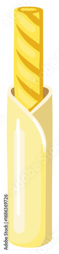 Illustration of a Single Cannelloni Pasta Noodle Inside of Cream Colored Packaging Sleeve