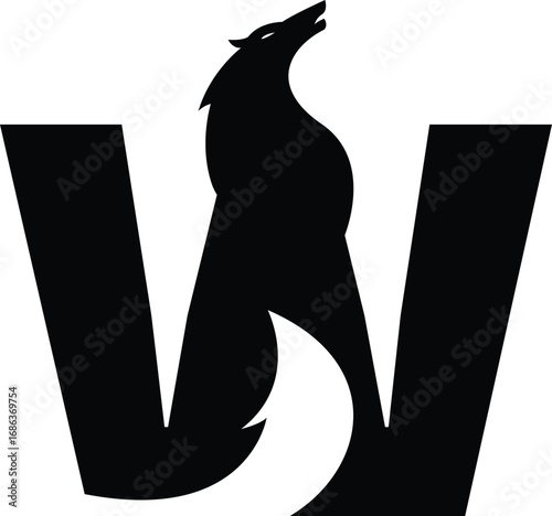 A sleek, stylish wolf logo design suitable for sports teams, wildlife organizations, or adventure brands, offering a bold and dynamic look with a focus on strength, power, and wild nature.