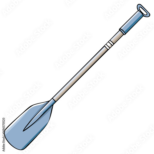 Blue boat paddle or oar cartoon vector illustration