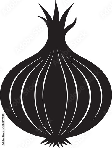  Vegetable Onion Silhouette Vector Illustration