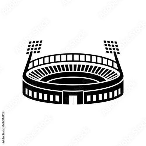 Monochrome Stadium Illustration Perfect for Sports Marketing and Event Promotion Material Ideal for Graphic Design Projects and Creative Assets