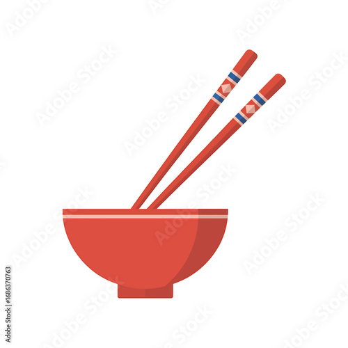 Vibrant Red Bowl and Chopsticks Representing Asian Cuisine and Cultural Dining Experiences for Food Bloggers and Restaurant Marketing