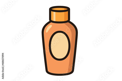 Cosmetic bottle vector icon for web and apps. Cartoon illustration of a skincare product container. For lotion, shampoo, gel, cream, or sunscreen. Beauty and spa packaging.