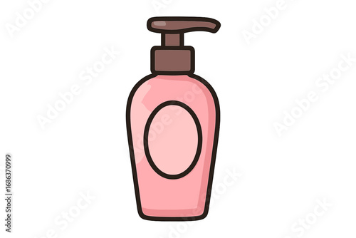 Cosmetic bottle with pump dispenser vector icon. Liquid soap, lotion, or shampoo container. Skincare product packaging concept. Beauty care cartoon illustration isolated.