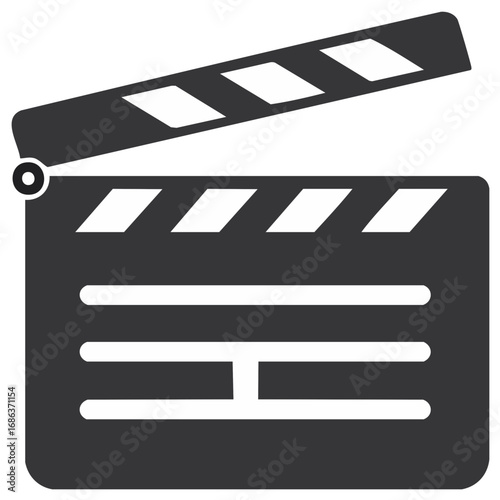 Film clapperboard graphic in black and white illustration concept