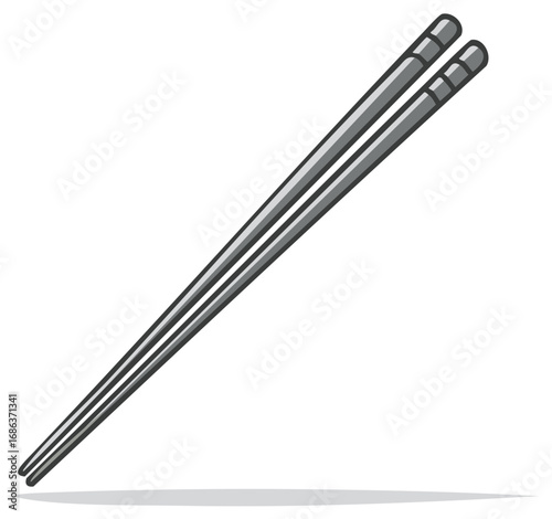 Pair of metallic chopsticks commonly used in Asian cuisine to eat dishes such as sushi