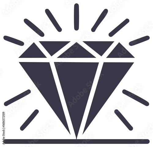 Shiny Diamond Illustration Simple Jewelry Gemstone Precious Stone Facets