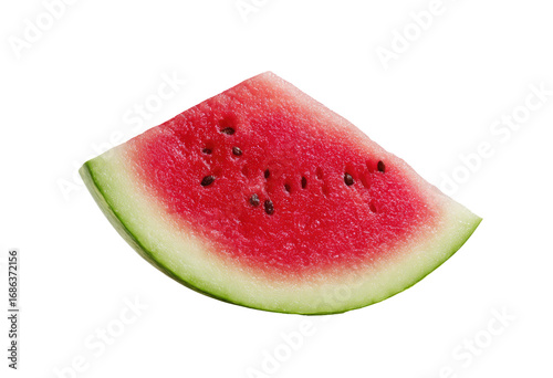 Close-up of a watermelon wedge, vibrant red flesh, and green rind (1)