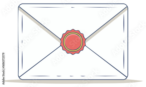 Closed paper envelope with a traditional red wax seal vector illustration for mail and correspondence