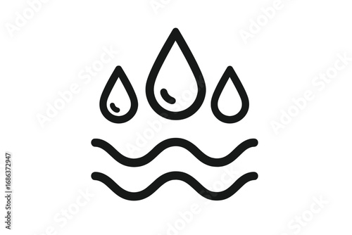 Water drop and wave line icon. Abstract symbol of rain, sea, aqua. Waterproof, liquid, or clean concept. Minimalist vector graphic for logo, app, web, brand identity.