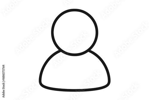 User avatar profile icon. Simple person silhouette. Outline graphic for web, app, social media. Basic member login symbol. Head and shoulders vector illustration placeholder.