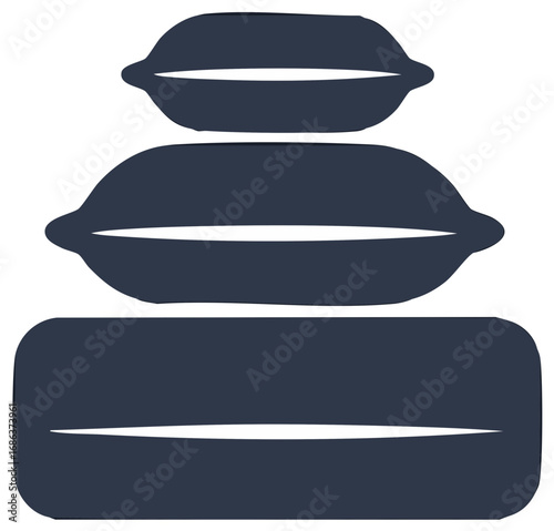 Stack of Navy Blue Cushion Forms Stylized Design Element Modern Minimalist Shapes