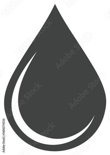 Elegant Dark Droplet Silhouette Icon, Fluid Motion, Water Drop Symbol Graphic, Clean Abstract Shape