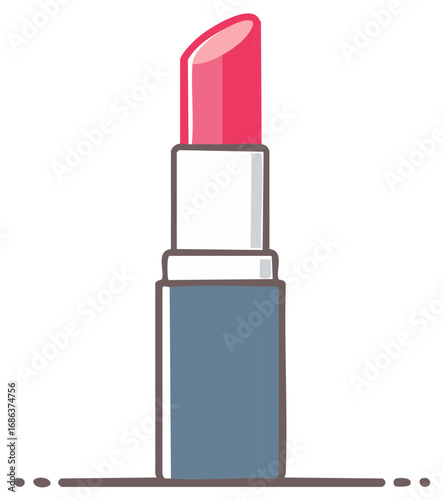 Simple pink lipstick tube vector illustration cosmetic makeup icon