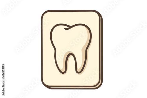 Tooth Icon on Dental Card for Medical Graphics Concept, Dental Care Illustration, Oral Health Symbol, Isolated Vector Design for Dentistry Apps, Transparent Background, Stock Cartoon Artwork