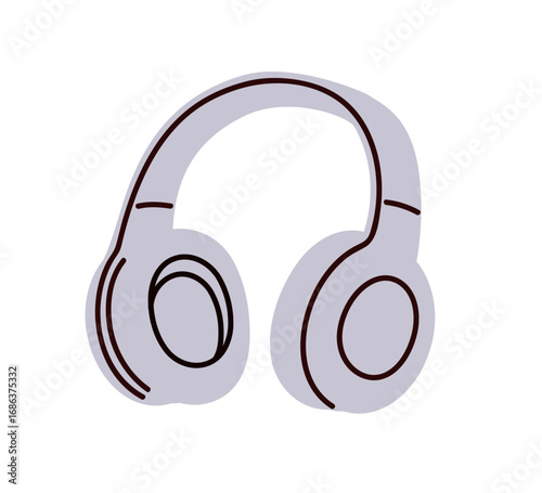Wireless headphones. Audio and music accessory with ear pads. Bluetooth head phones, cordless earphones, stereo equipment. Sound device. Flat vector illustration isolated on white background