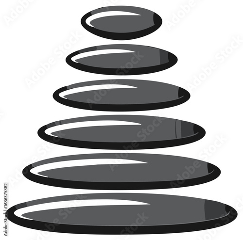 Stacked Smooth Stones Illustration for Harmony, Meditation, Balance and Tranquility Concepts